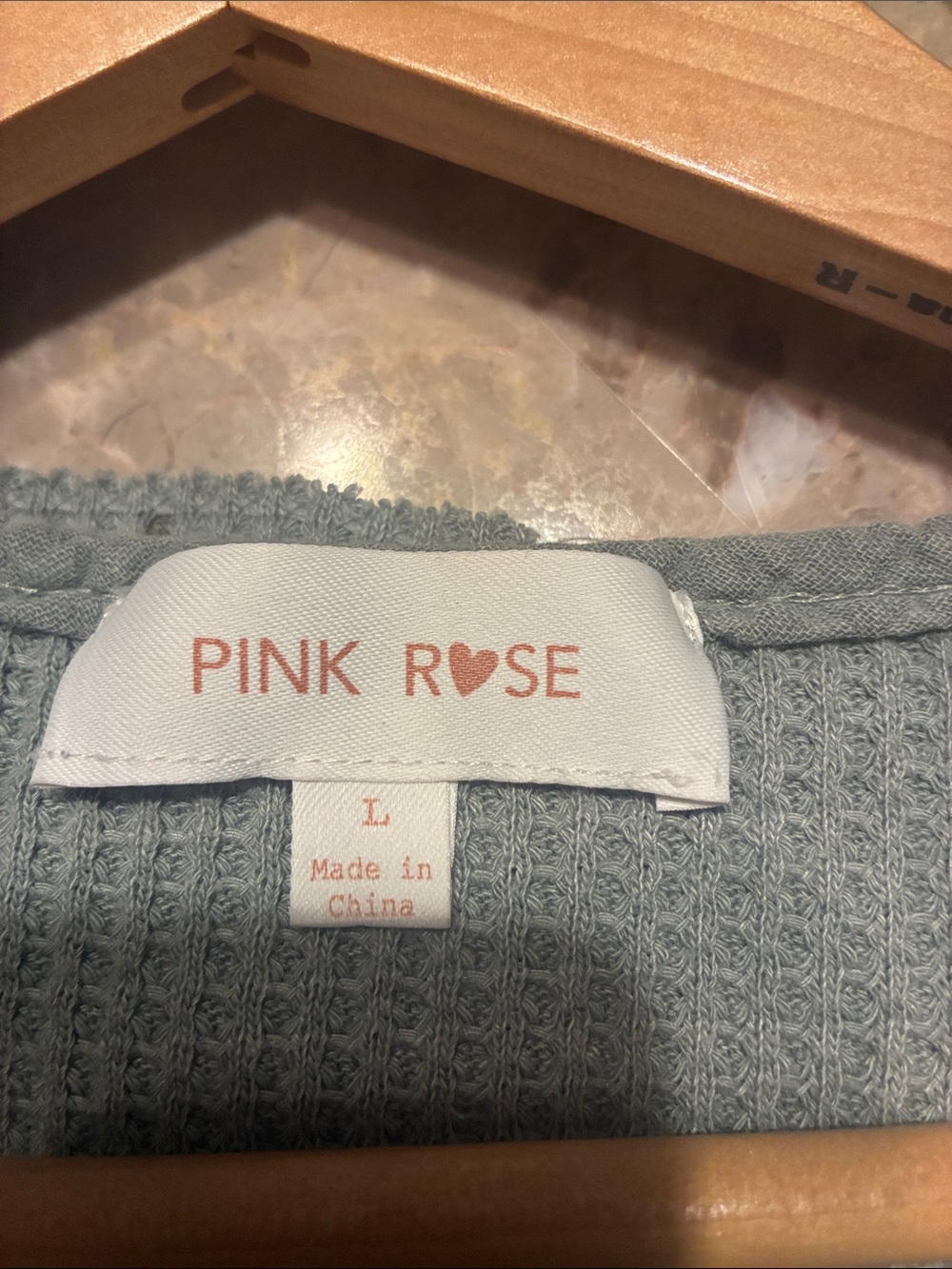 Pink Rose Olive Green V-Neck Waffle Knit Peplum Tunic - Picture 3 of 3